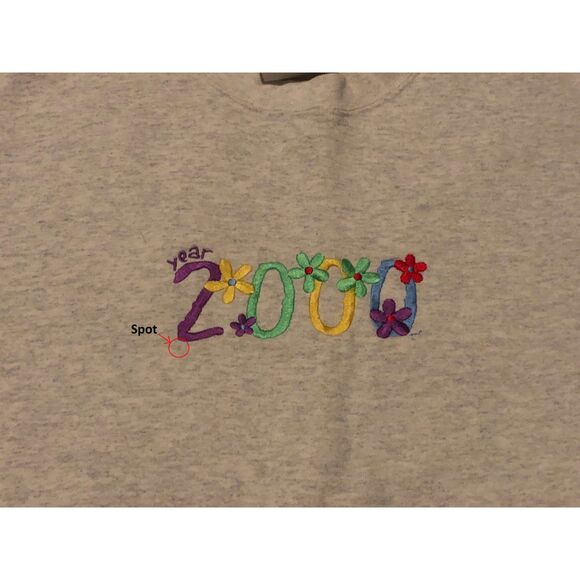Vintage Year 2000 Embroidered Millennium Crewneck Large Y2K Ultimate Hanes - Picture 3 of 12